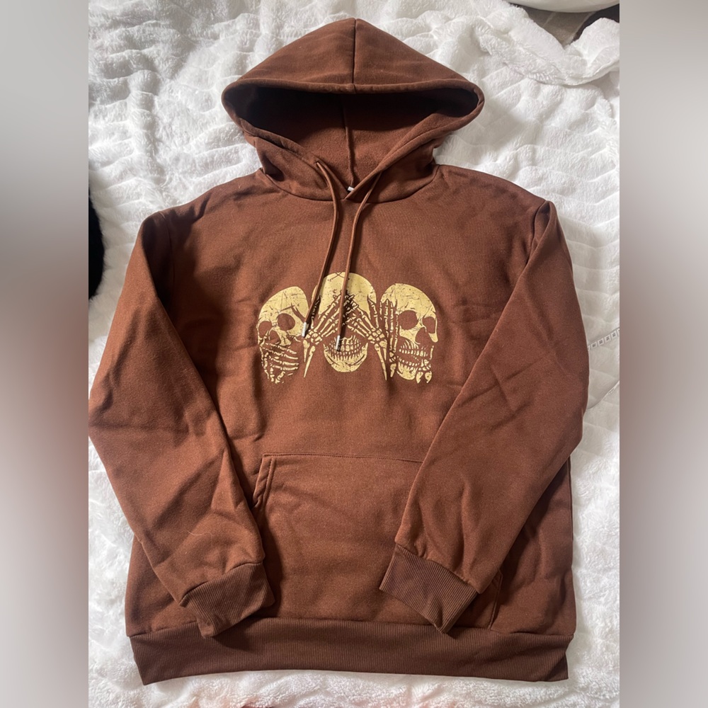 Brown Skull Graphic Hoodie